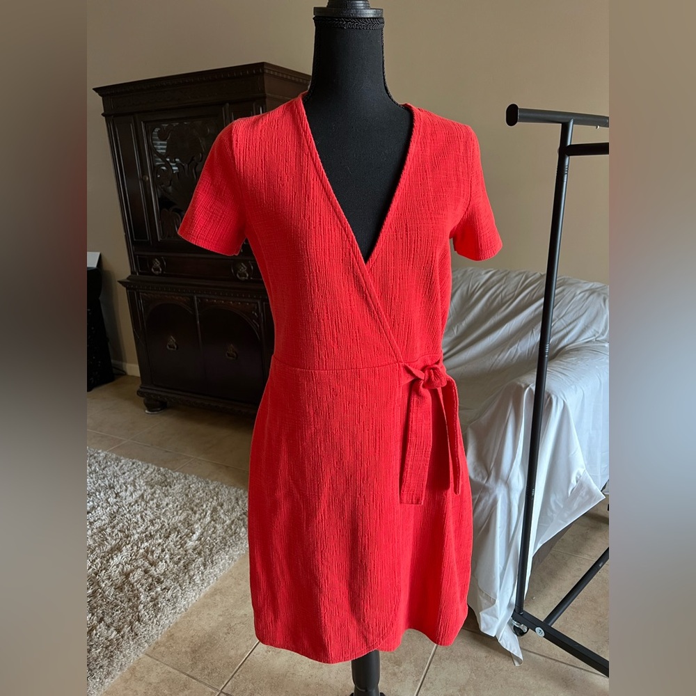 J. Crew Faux Wrap Dress Size XS Orange